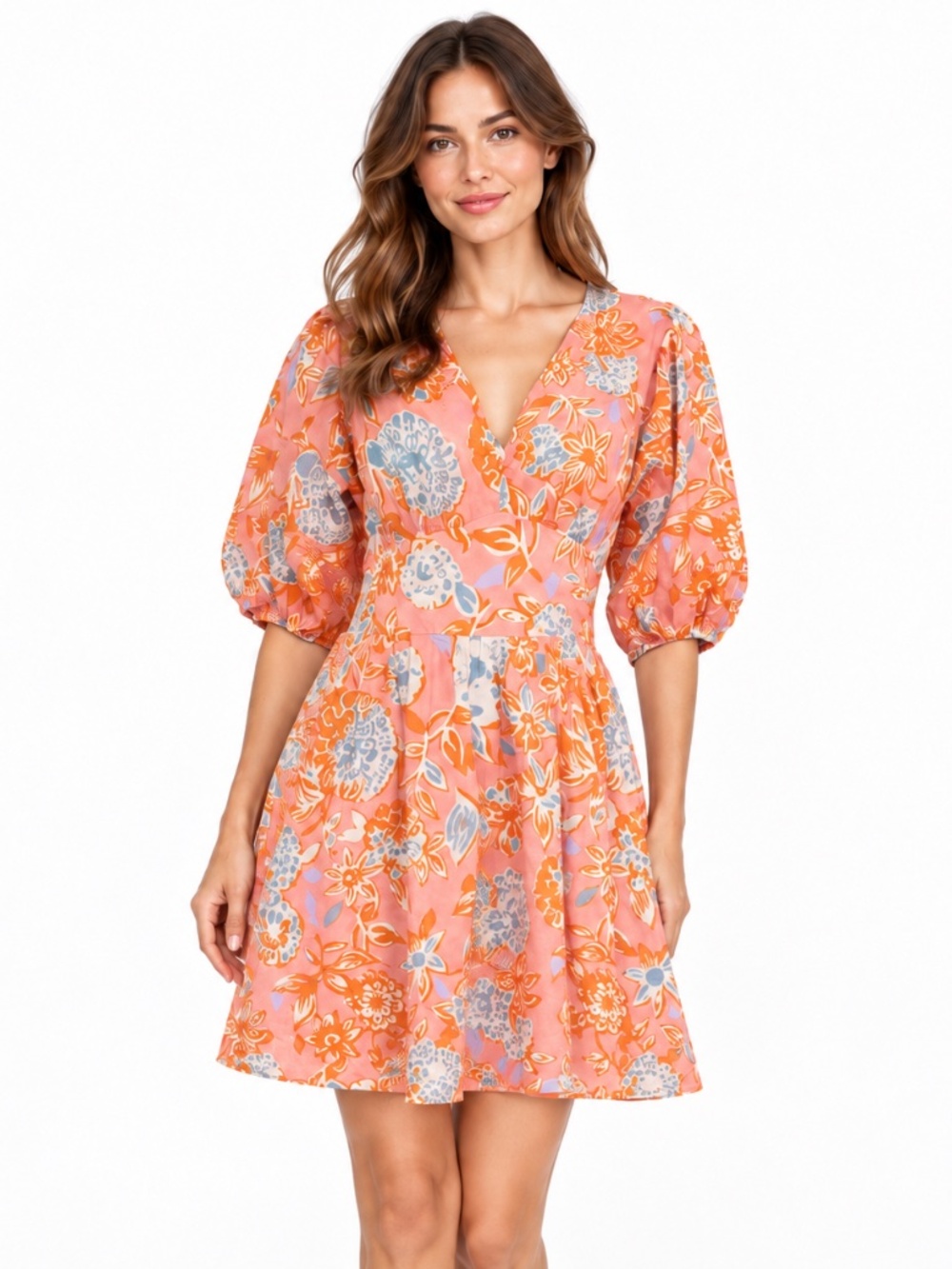 Trovata Birds Of Paradis - Gia Dress Spiced Dahlia Floral Cotton Dress